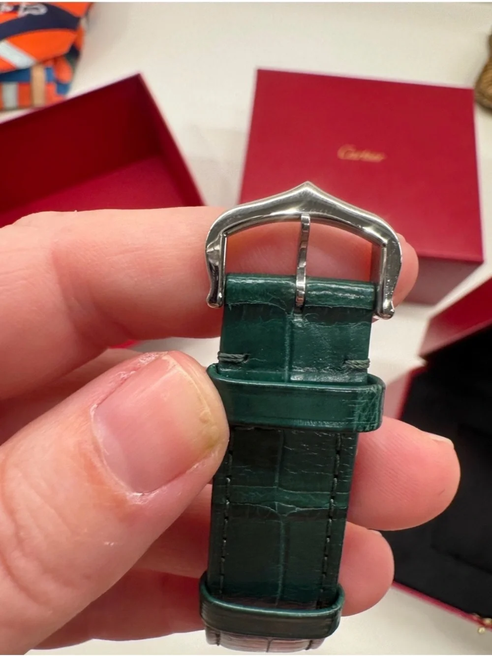 Cartier Tank Louis Watch w/ Green Dial and Strap